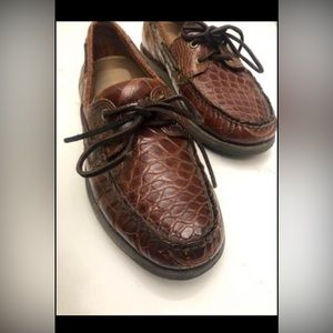 🌟 Men Rockport Boat Brown  Crocodile Loafers size 9M IMPORTED